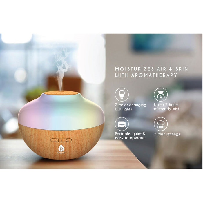 Pursonic Aromatherapy Diffuser: 300ml Top 3 Oils 2 Mist Settings 7 Lights