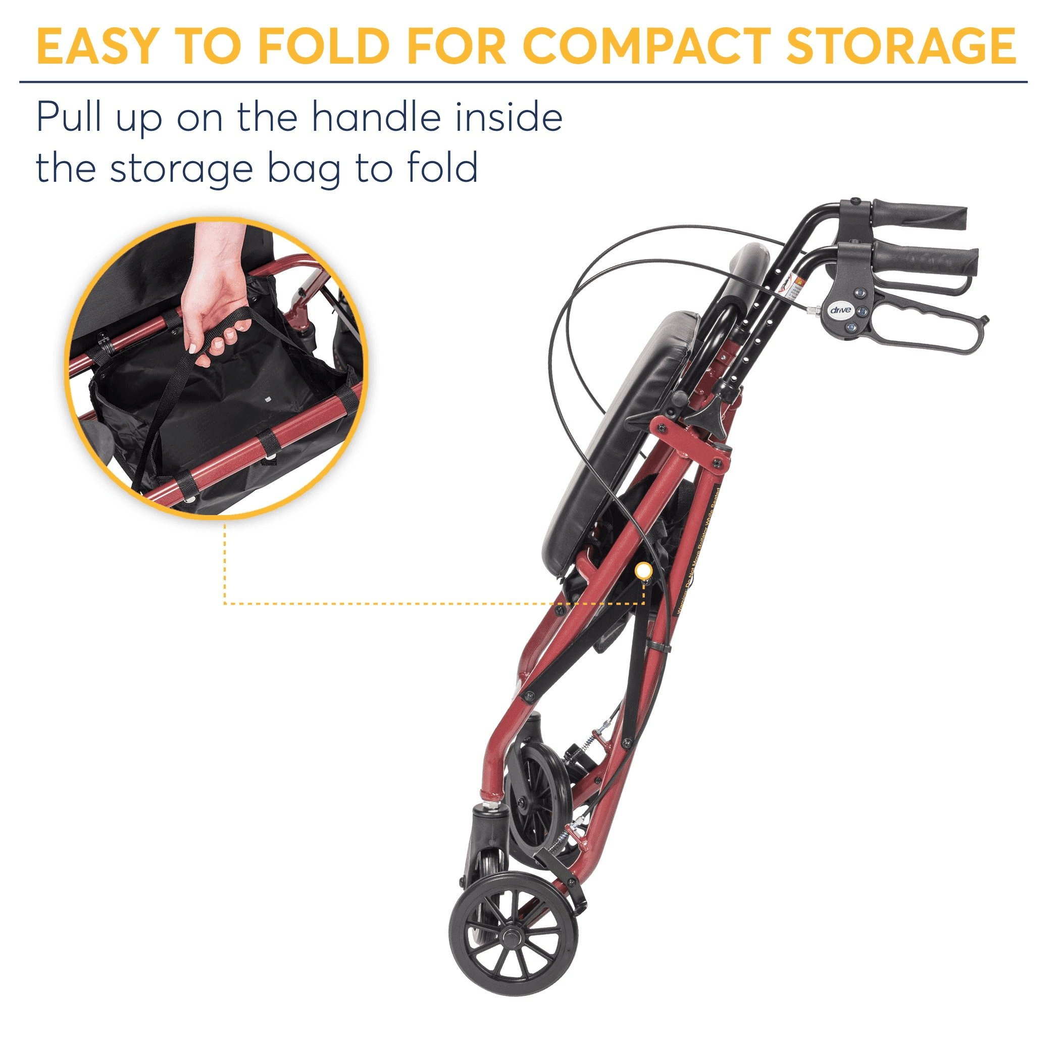 Drive Medical Rollator Walker with Folding Back Support & Padded Seat - Shop Home Med