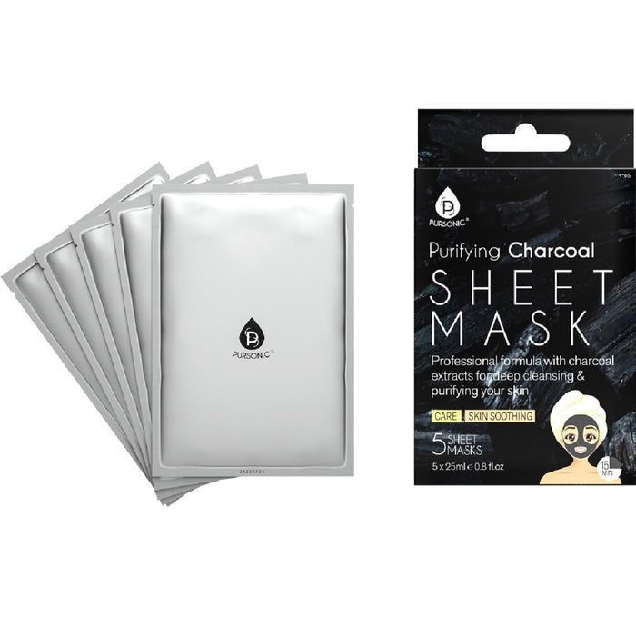 Pursonic Purifying Charcoal Sheet Mask - 5 Ct