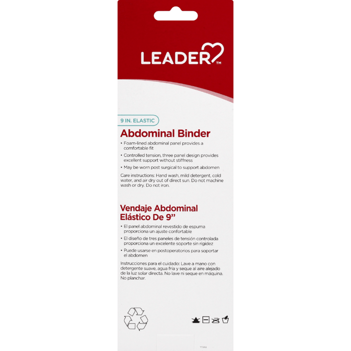 Leader Abdominal Binder 9" Elastic - White