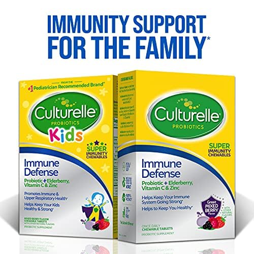 Culturelle Immune Defense Probiotic with Vitamin C Vitamin D & Zinc + Elderberry Chewable - 28 Ct