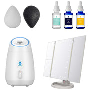 Pursonic Tri-Fold Vanity Mirror, Facial Steamer, Anti-Aging Serum Set and Konjac Sponge Duo Beauty Bundle shophomemed