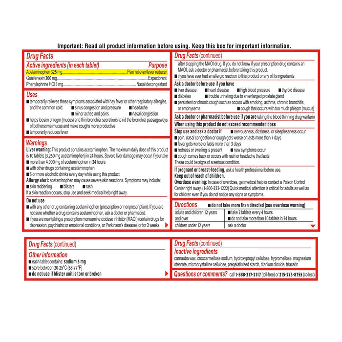 Sudafed PE Head Congestion + Mucus Relief Decongestant - 24 Tablets