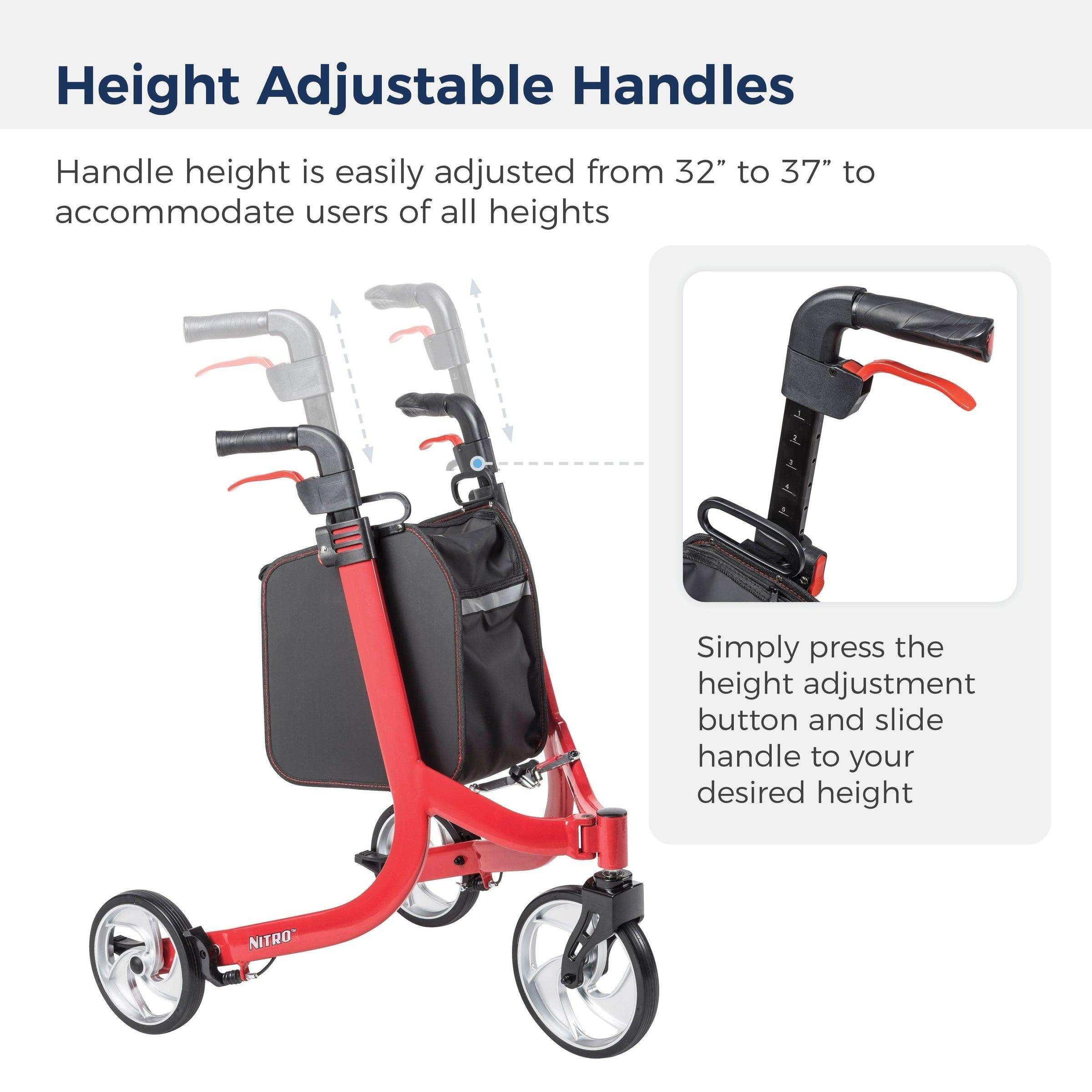 Drive Medical Nitro Euro Style 3-Wheel Rollator Rolling Walker - Shop Home Med