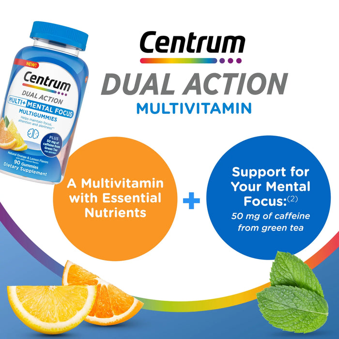 Centrum Multigummies Multi+ Dual Action Gummy Vitamins for Mental Focus - 90 Ct