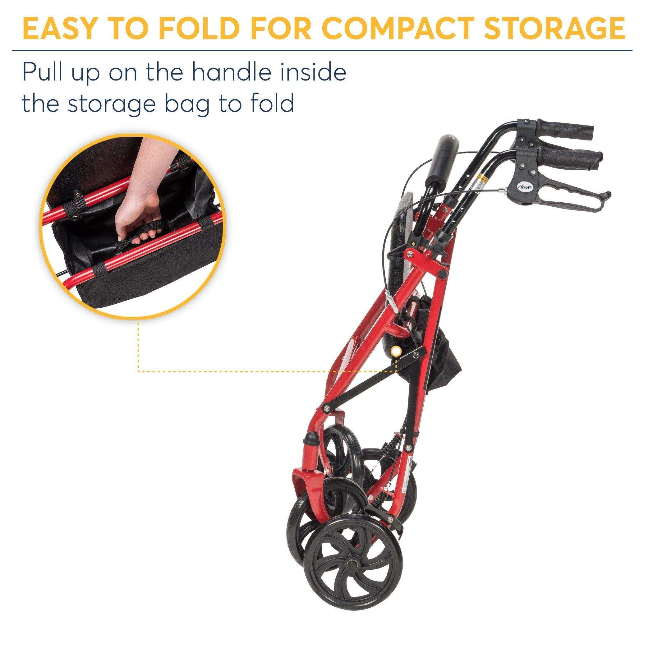 Drive Medical Four Wheel Rollator Walker with Folding Back Support - Shop Home Med