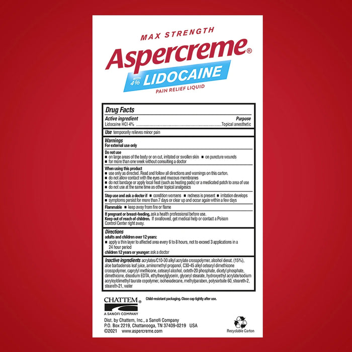 Aspercreme Lidocaine Fragrance-Free Pain Relief Roll-On