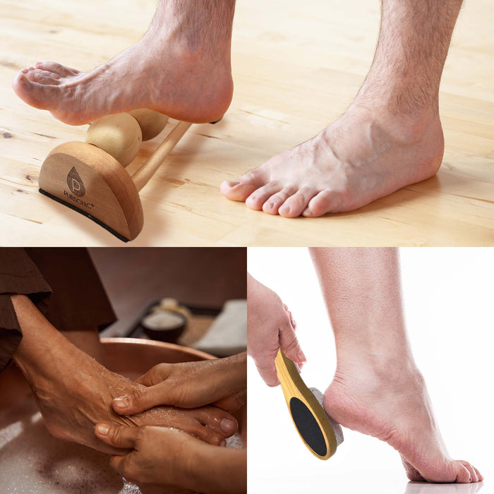 Pursonic Ultimate Foot Care Bundle Wooden Massager Scrubber & Tea Tree Salt