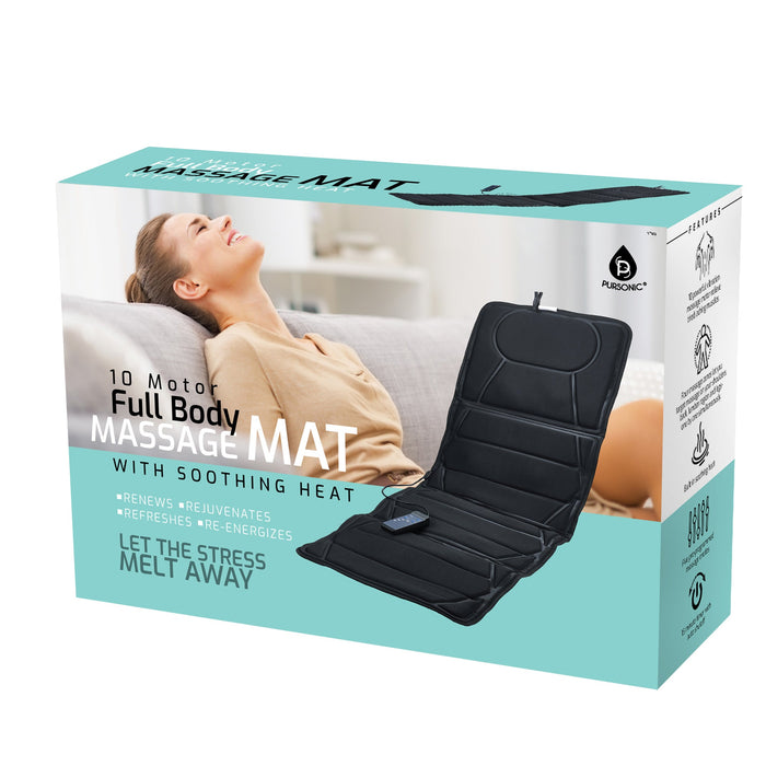 Pursonic Luxury Massage Mat with Heat 10-Motor Full Body Massager Pad