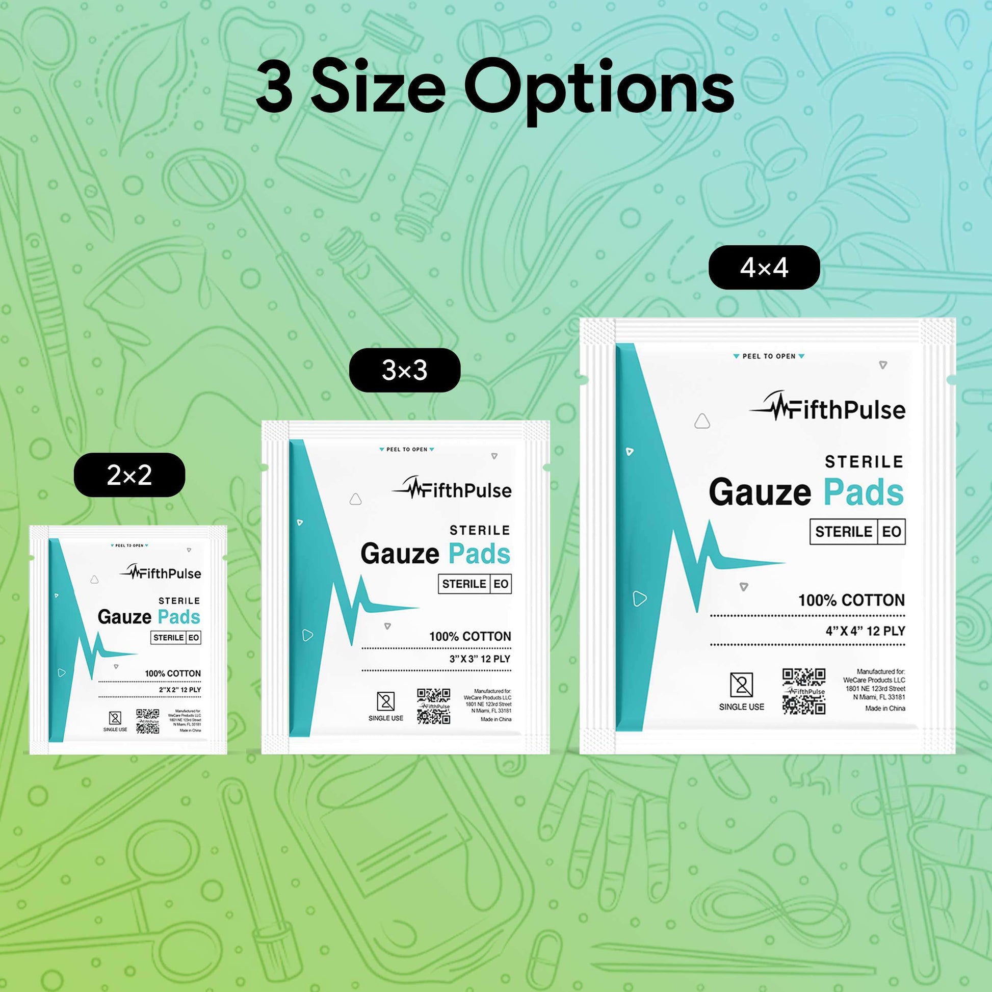 FifthPulse Sterile Gauze Pads Individually Packed