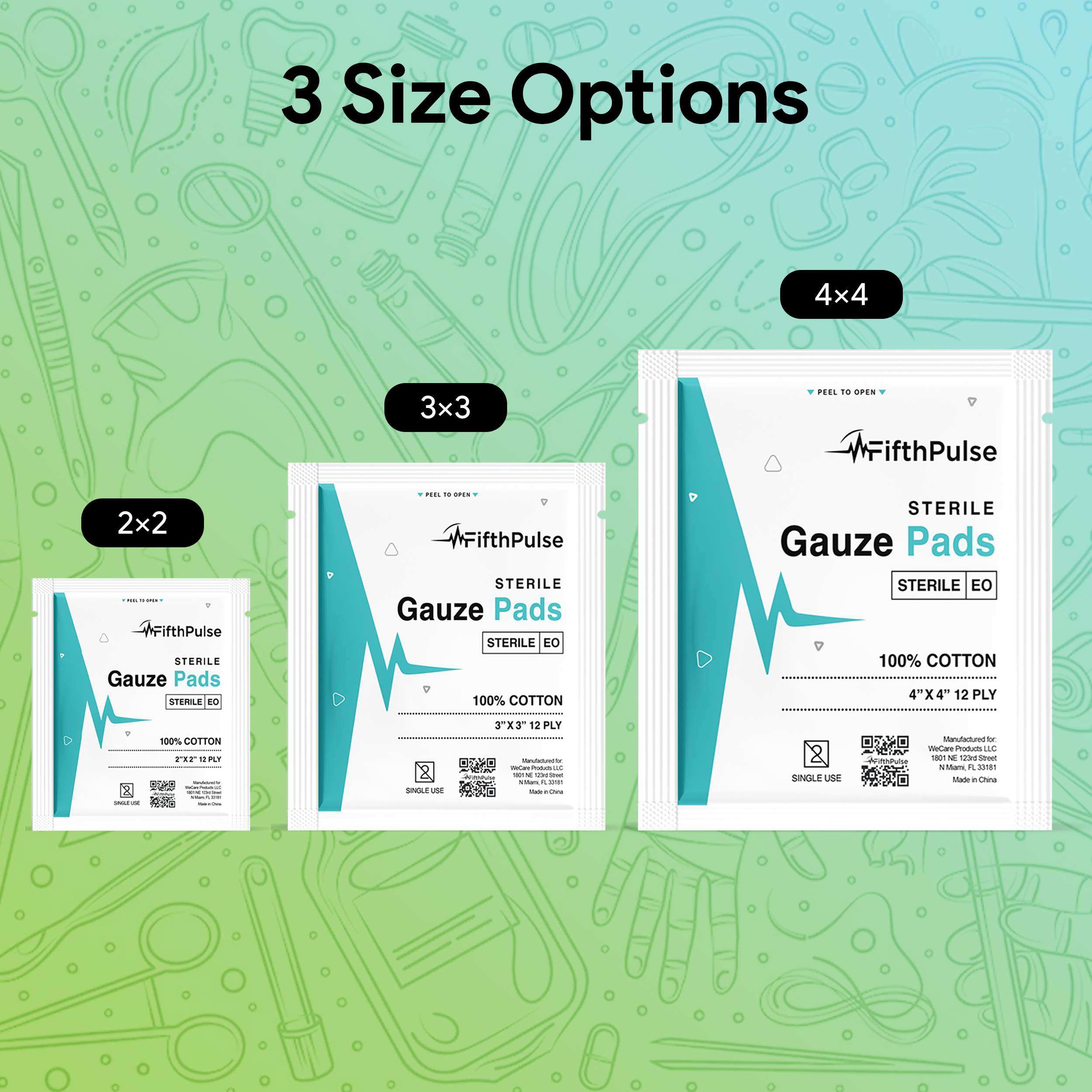 FifthPulse Sterile Gauze Pads Individually Packed