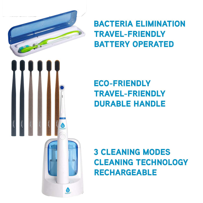 Pursonic Family Dental Care Bundle RET200 Electric Toothbrush Cedarwood Brushes UV Sanitizer