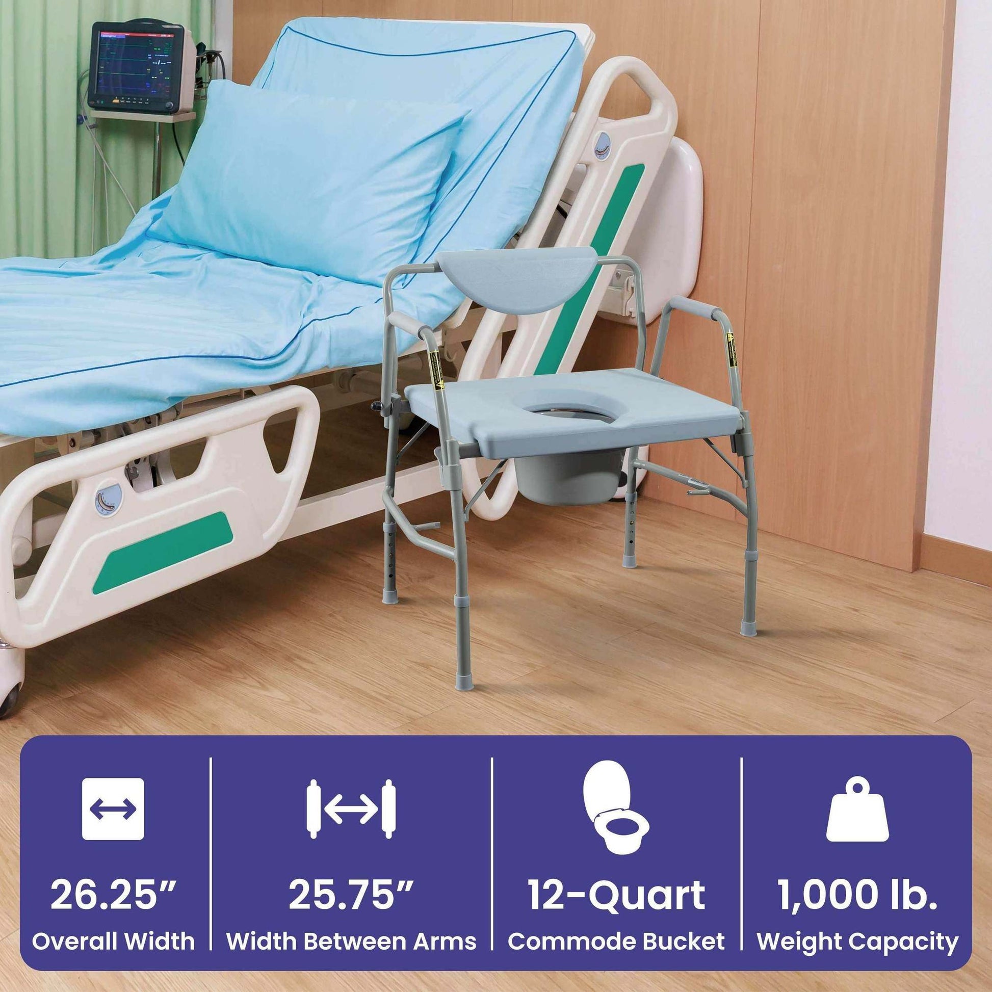 Medacure Bariatric Adjustable Bedside Drop-Arm Commode Chair - Shop Home Med