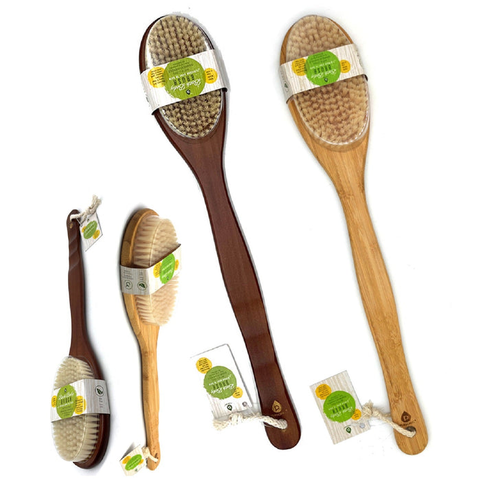 Pursonic Eco-Friendly Bamboo Bath Brush & Massager Set with Flushable Wipes