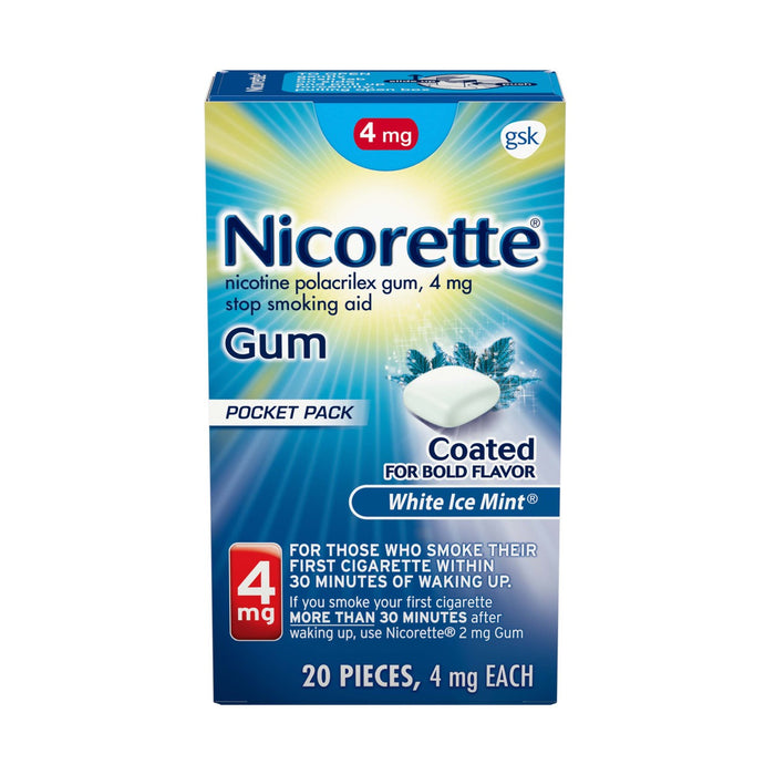 Nicorette 4mg Stop Smoking Aid Gum White Ice Mint - 20Ct