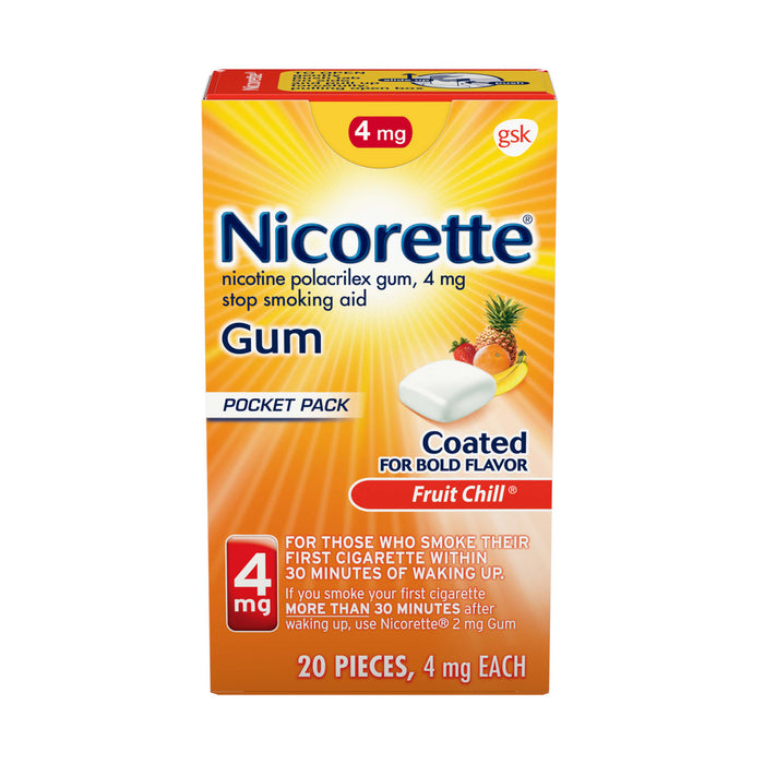 Nicorette 4mg Stop Smoking Aid Gum Fruit Chill - 20Ct