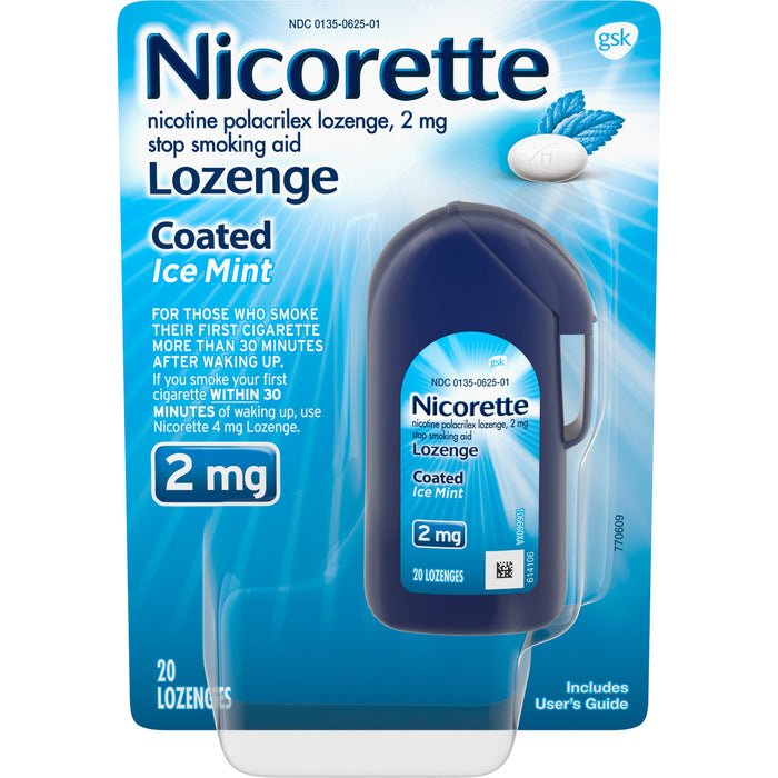 Nicorette 2mg Nicotine Lozenge Stop Smoking Aid Ice Mint - 20Ct