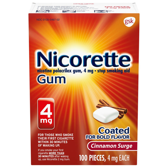 Nicorette Smoking Cessation Aid 4Mg Gum Cinnamon Surge - 100Ct
