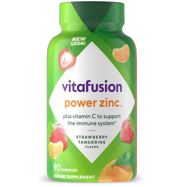 Gomitas Vitafusion Power Zinc con vitaminas para el sistema inmunitario, fresa y mandarina 