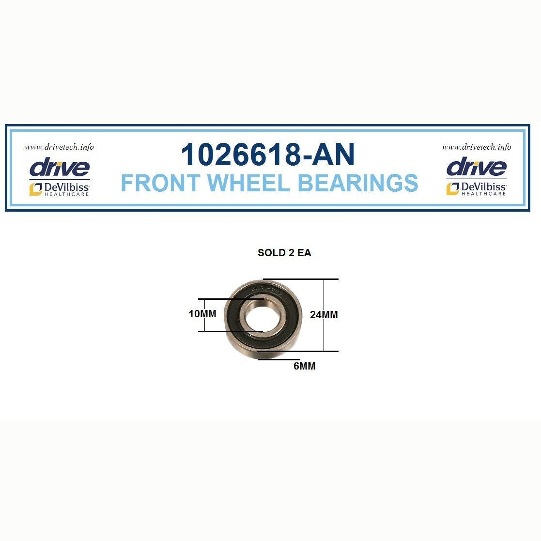 Drive Medical Front Wheel Bearings Nitro With New Fork
