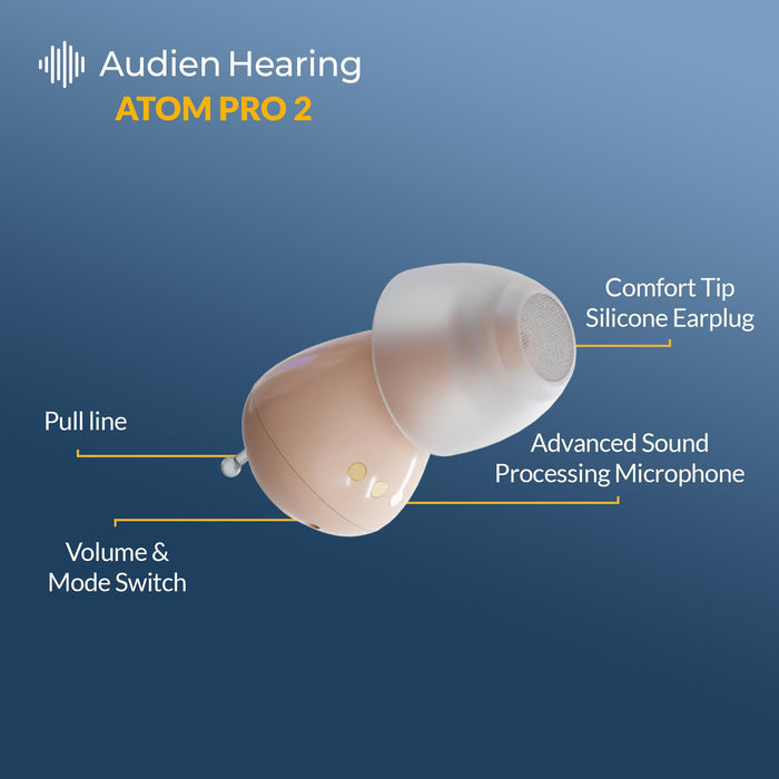 Audien Hearing Atom Pro 2 Wireless Rechargeable OTC Hearing Aid