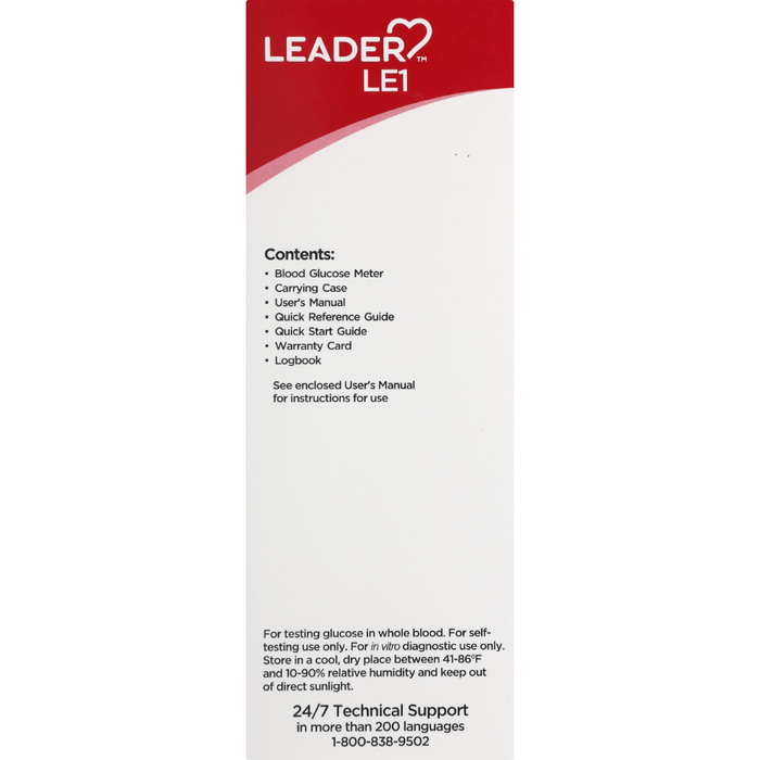 Leader LE1 Blood Glucose Meter with Advanced Biosensor Technology