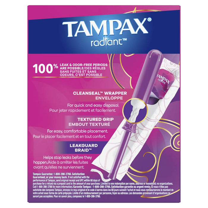 Tampax Radiant Compact Unscented Plastic Tampons