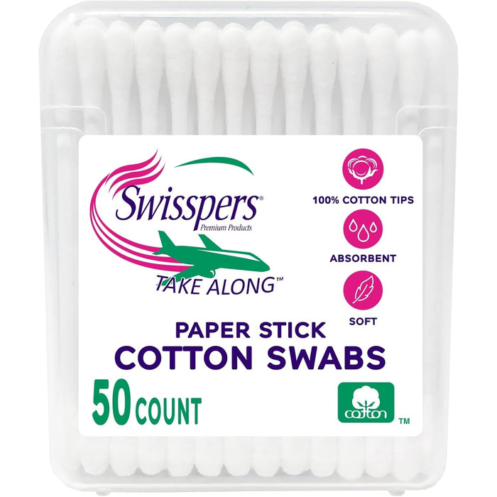 Swisspers Take Along Cotton Swabs - 50 Ct