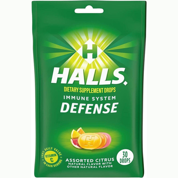HALLS Defense Vitamin C Supplement Drops Citrus - 30 Ct X 12 Packs