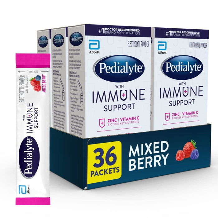 Pedialyte with Immune Support Vitamin C & Zinc Electrolytes Drink Powder Packets - 36 Ct