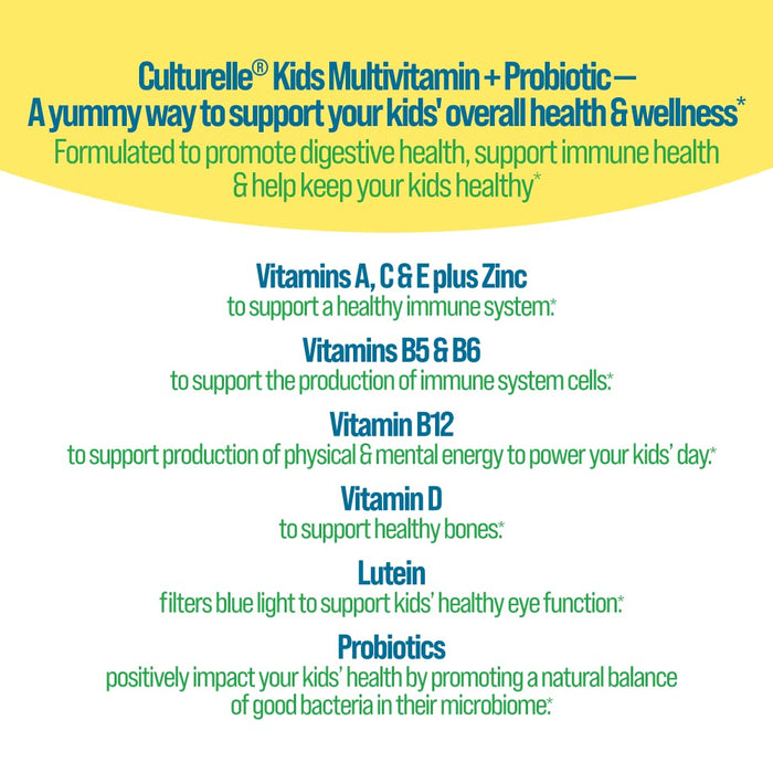 Culturelle Kids Multivitamin + Probiotic Gummies with Lutein Peach-Orange & Mixed Berry - 60 Ct