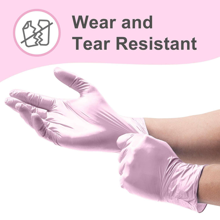 WeCare Pearlescent Pink Disposable Nitrile Gloves