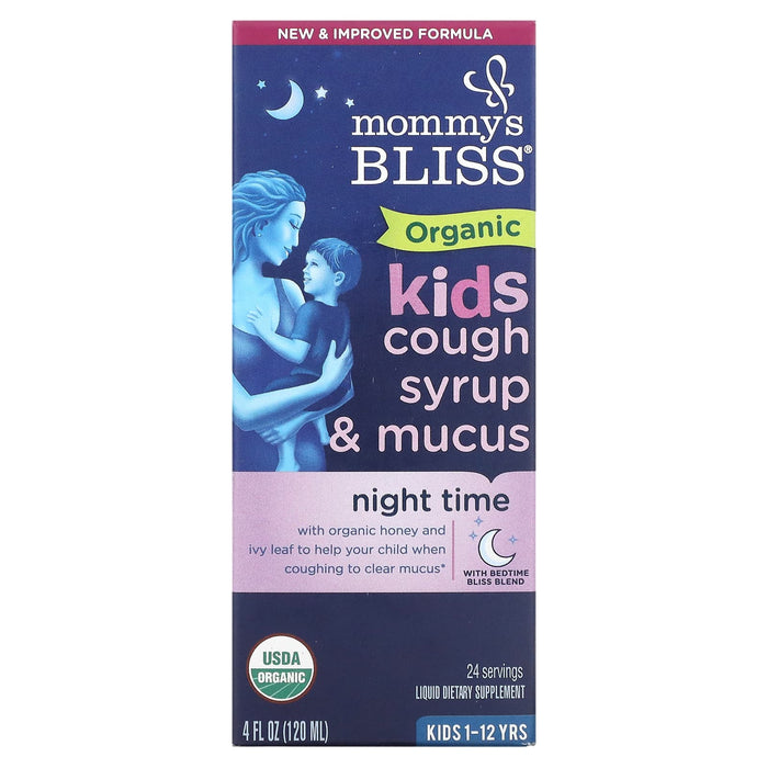 Mommy's Bliss Organic Kids Cough Syrup & Mucus Night Time 1-12 Years