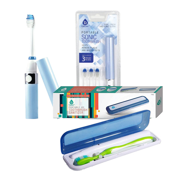 Pursonic Travel Oral Care Bundle Portable UV Toothbrush Sanitizer & Sonic Toothbrush