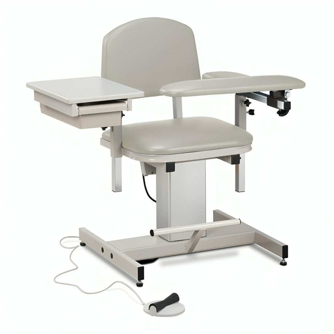 Clinton Power Series Blood Drawing Power Chair with Padded Flip Arm and Drawer