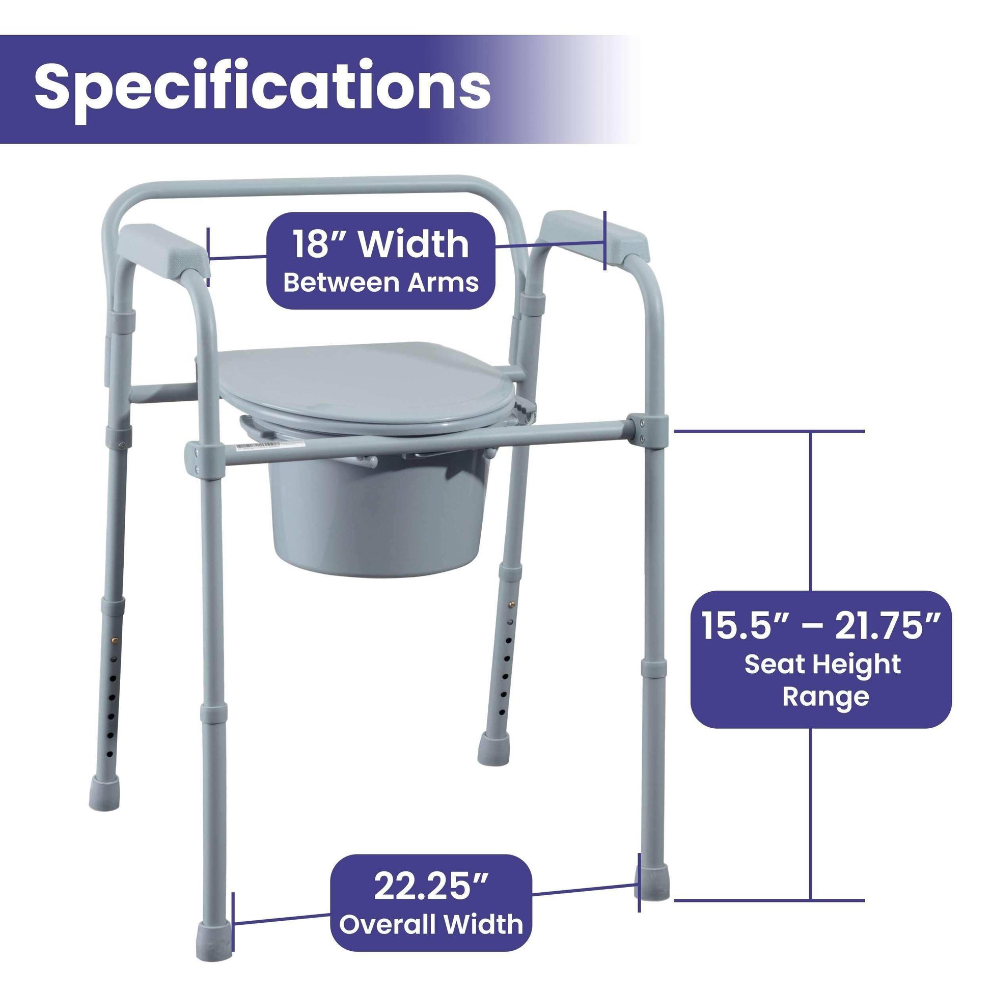 Medacure Folding Bedside Commode Chair – Case of 4 - Shop Home Med