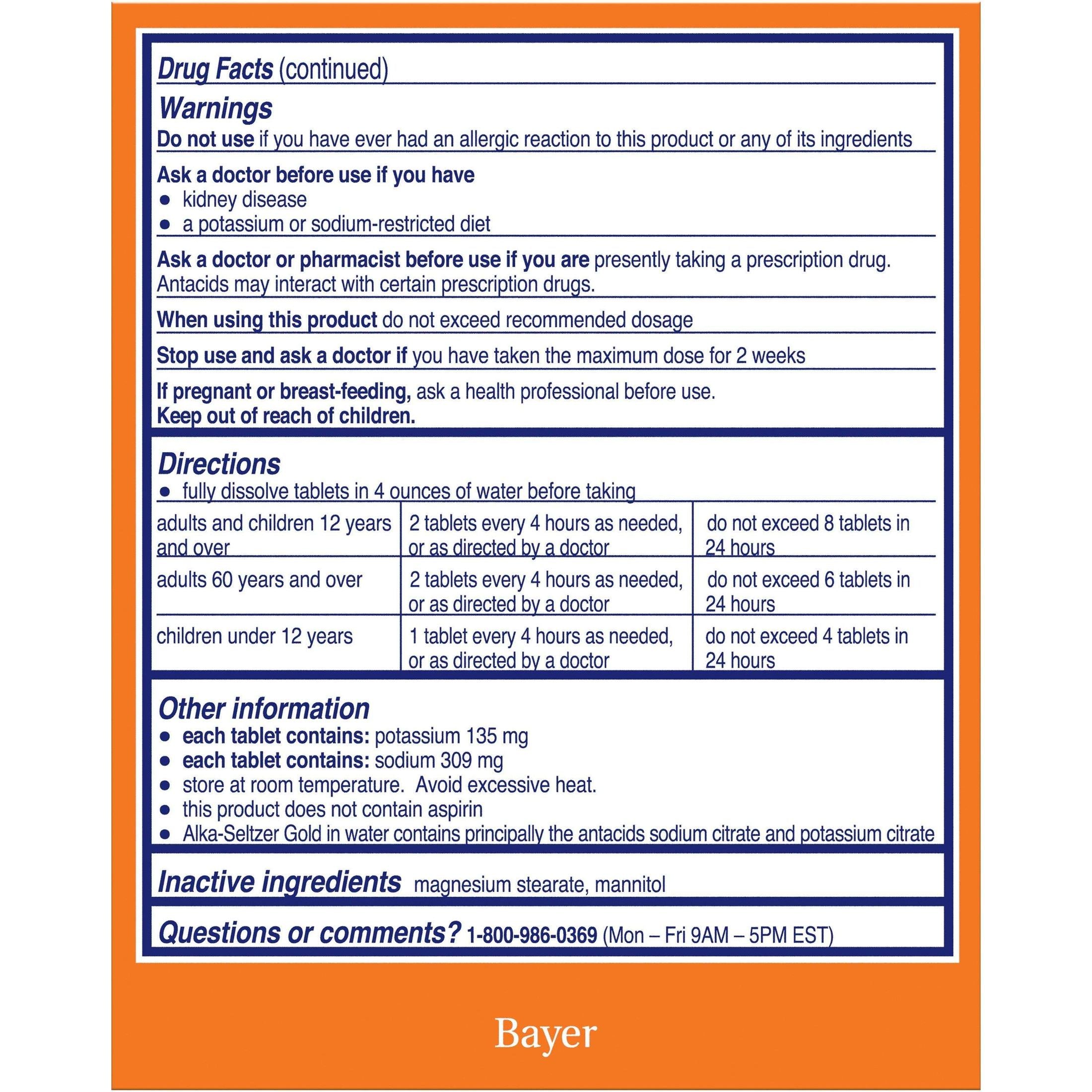 Alka-Seltzer Heartburn Relief Effervescent Tablets Gold - 36 Count - Shop Home Med