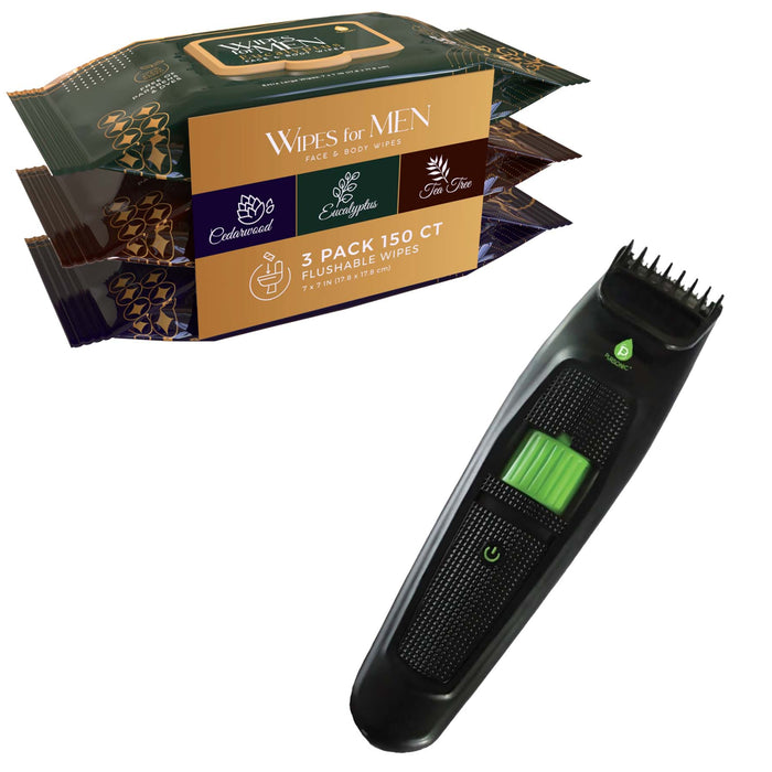 Pursonic Wipes + Rechargeable Beard & Body Trimmer Men’s Refresh & Groom Kit shophomemed