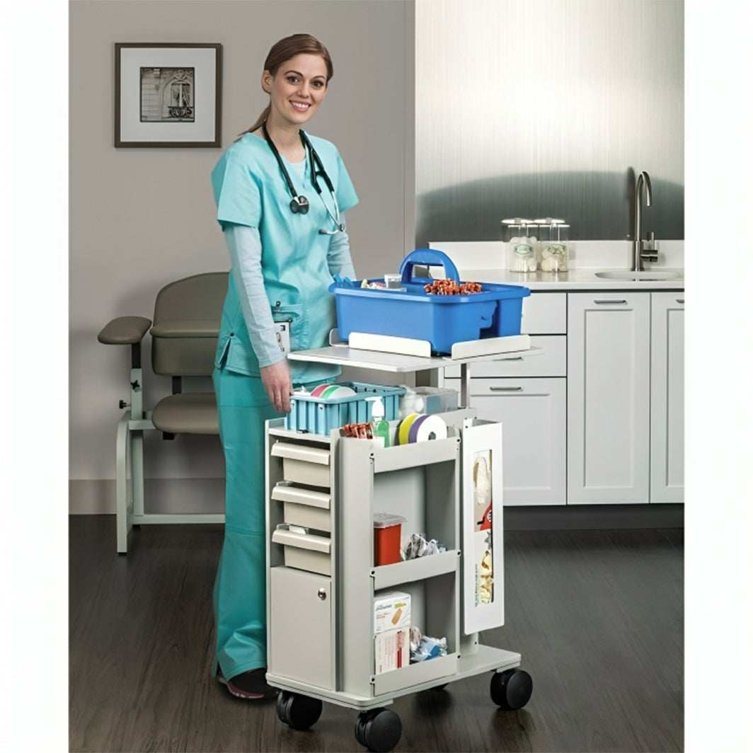 Clinton Slimline Store and Go with Shelves and Drawers Phlebotomy Cart
