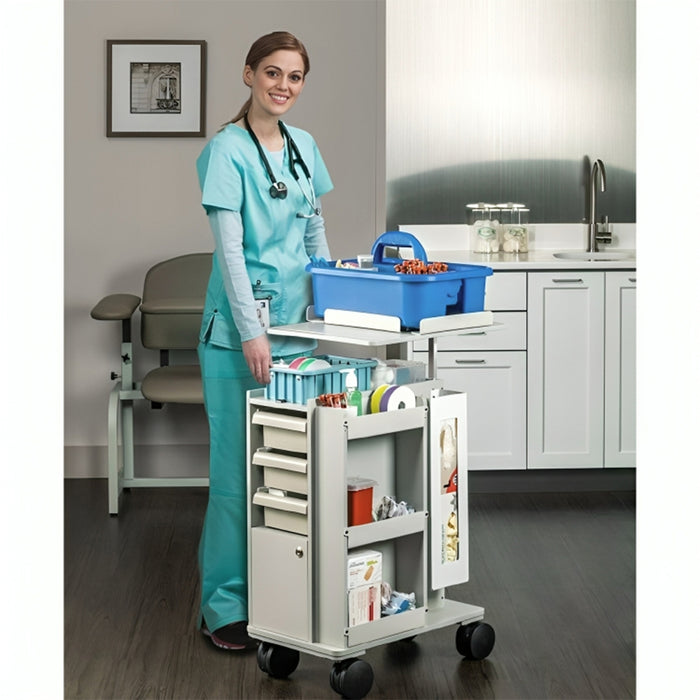 Clinton Slimline Store and Go with Shelves and Drawers Phlebotomy Cart