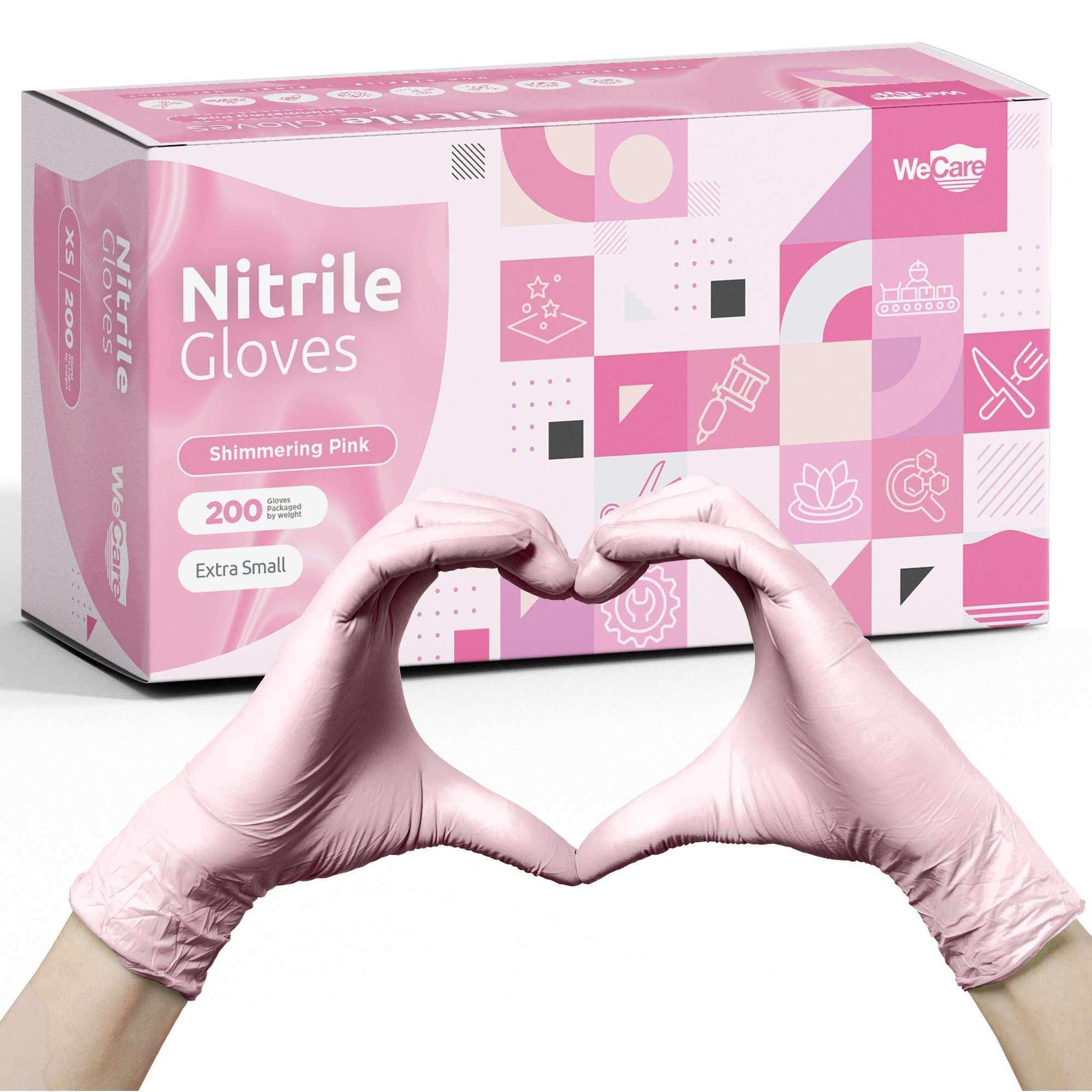 WeCare Pearlescent Pink Disposable Nitrile Gloves - Shop Home Med