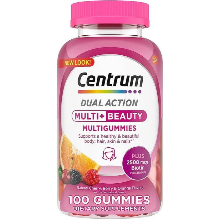 Centrum Multi Plus Beauty Women's Multivitamin Gummies Fruit Flavors - 100 Ct