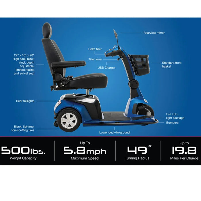 Pride Mobility Maxima 3-Wheel Weight Capacity 500lbs. Scooter