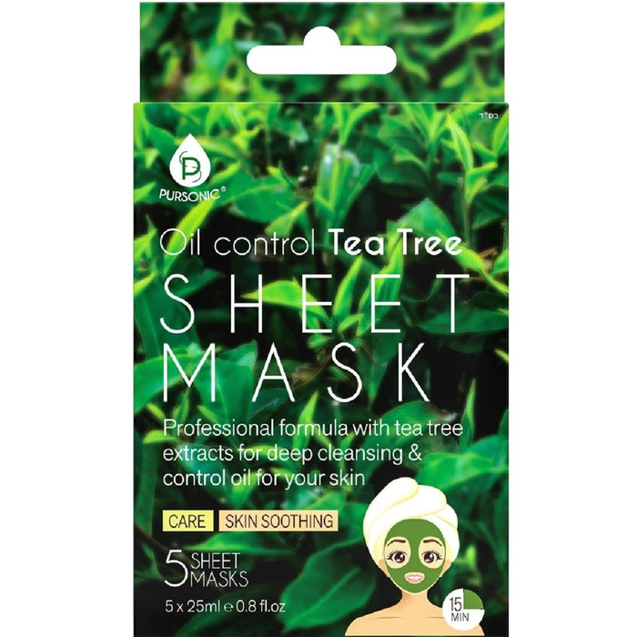 Pursonic Oil Control Tea Tree Sheet Mask - 5 Ct