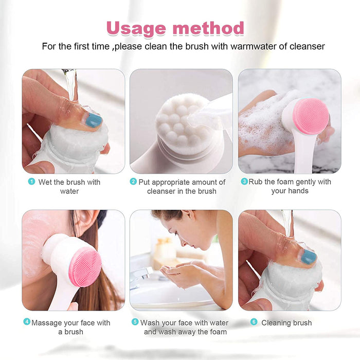 Pursonic Dual-Sided Facial Cleansing Brush for Deep Pore Exfoliation & Massage