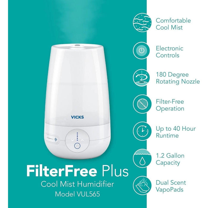 Vicks Filter Free Plus Cool Mist Ultrasonic Humidifier