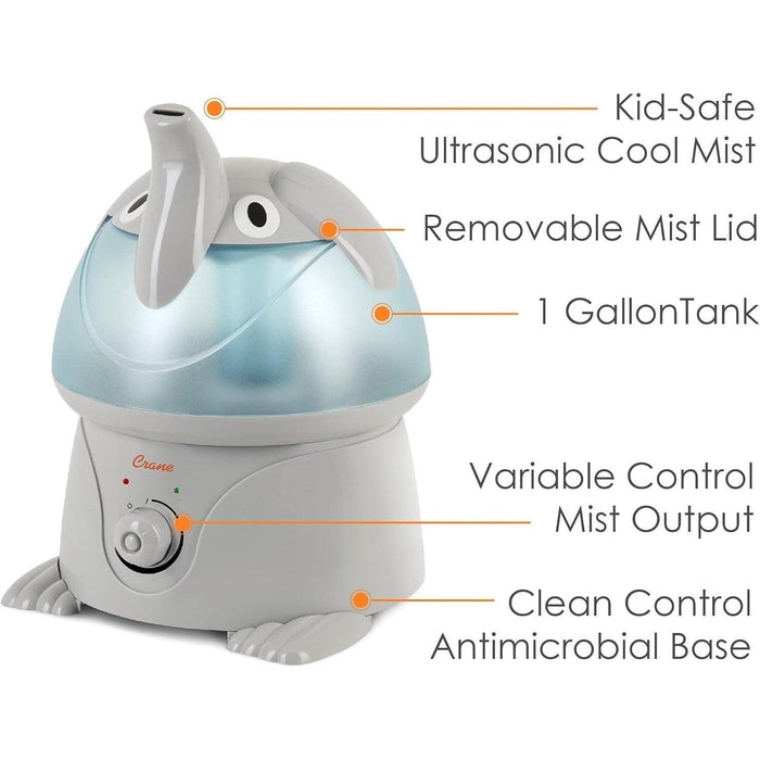 Crane Adorable Ultrasonic Cool Mist Humidifier Elephant - 1 Gallon - Shop Home Med