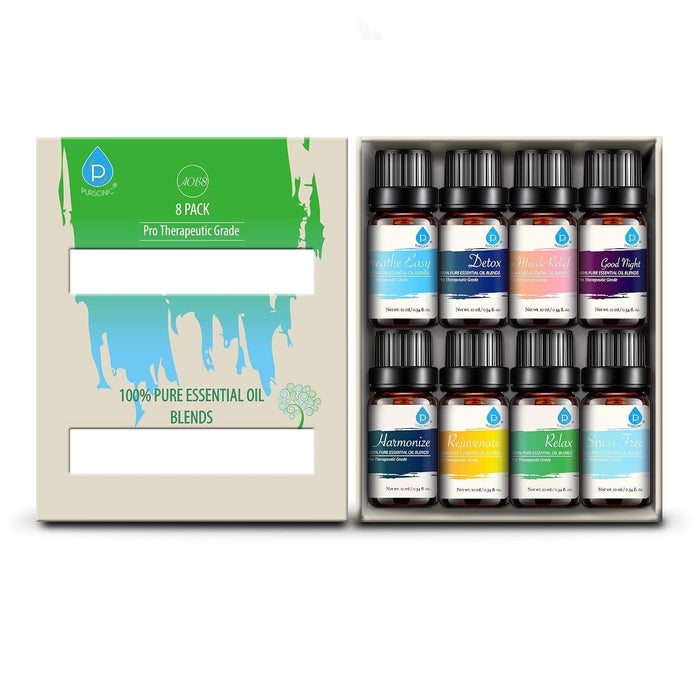 Pursonic Blends of 100% Pure Essential Aromatherapy Oils Gift Set-8 Pack