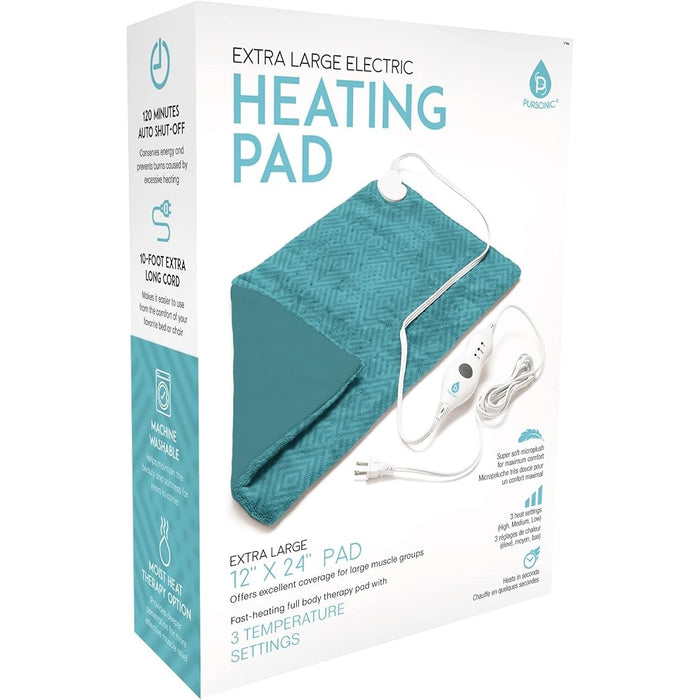 Pursonic Electric Heating Pad for Back Pain and Cramps Relief