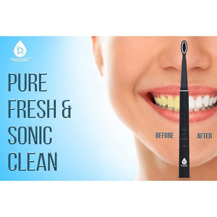 Pursonic USB Rechargeable Sonic toothbrush with 12 Brush Heads